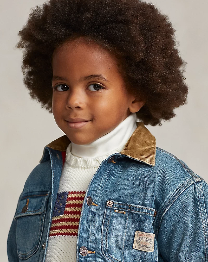 Corduroy-Collar Denim Jacket