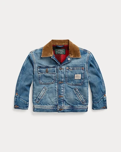 Corduroy-Collar Denim Jacket