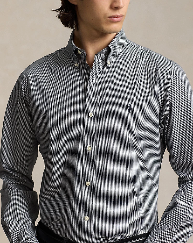 Classic Fit Check Stretch Poplin Shirt 