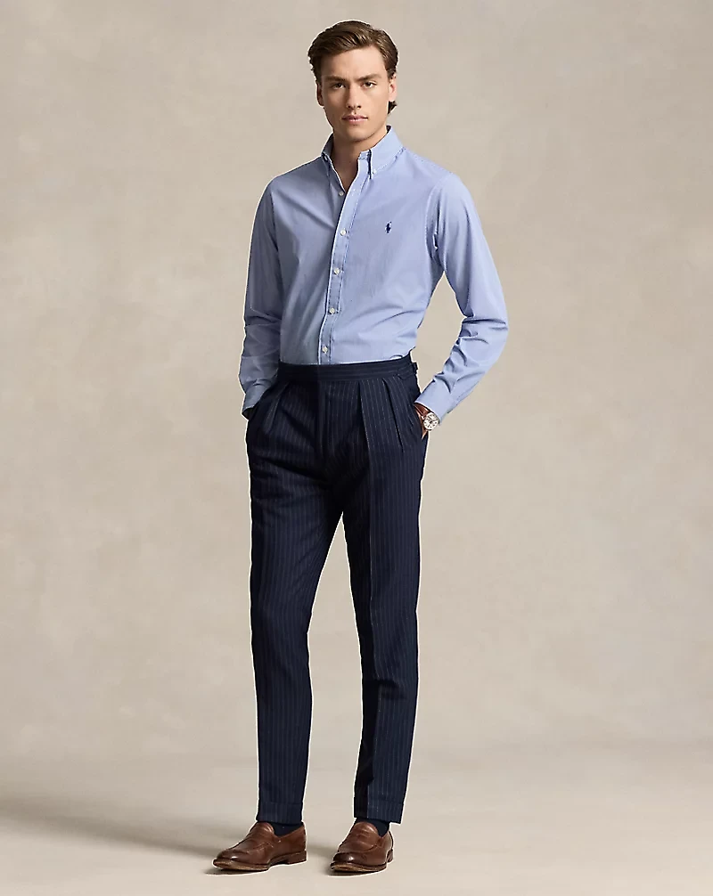 Classic Fit Striped Stretch Poplin Shirt