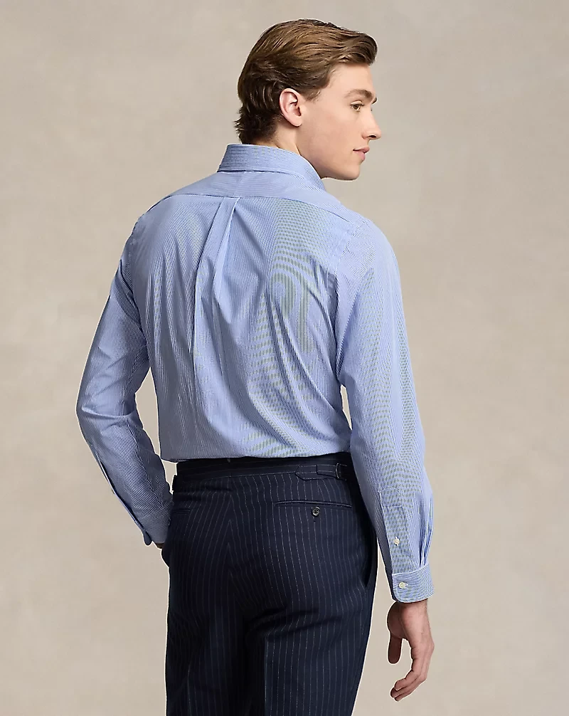 Classic Fit Striped Stretch Poplin Shirt