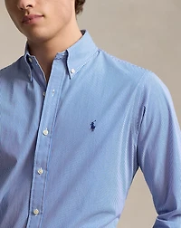 Classic Fit Striped Stretch Poplin Shirt