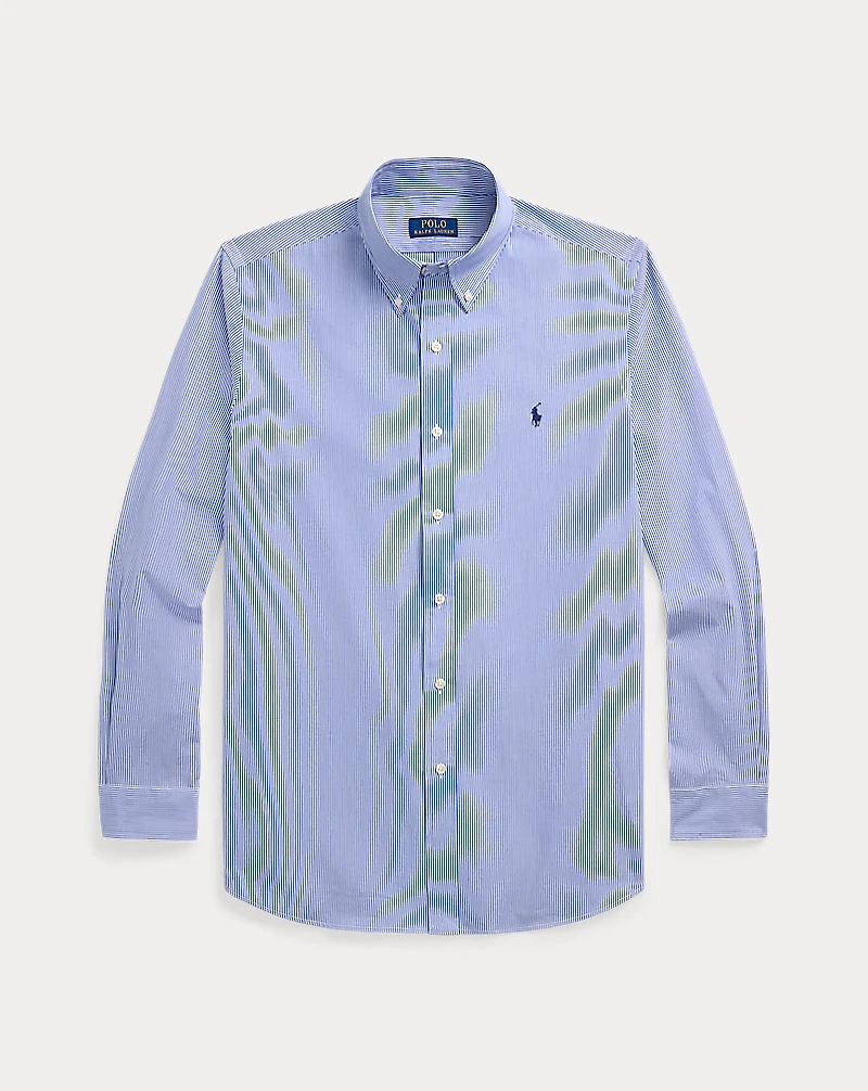 Classic Fit Striped Stretch Poplin Shirt