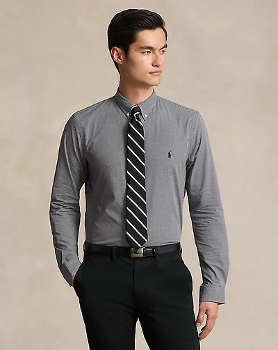 Slim Fit Check Stretch Poplin Shirt
