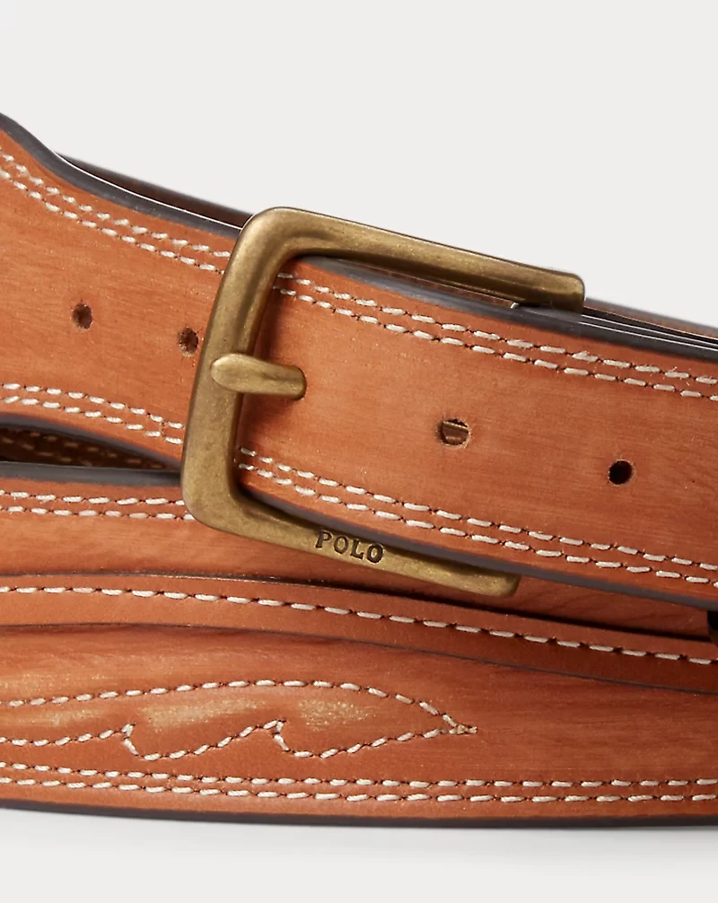Topstitched Leather Belt