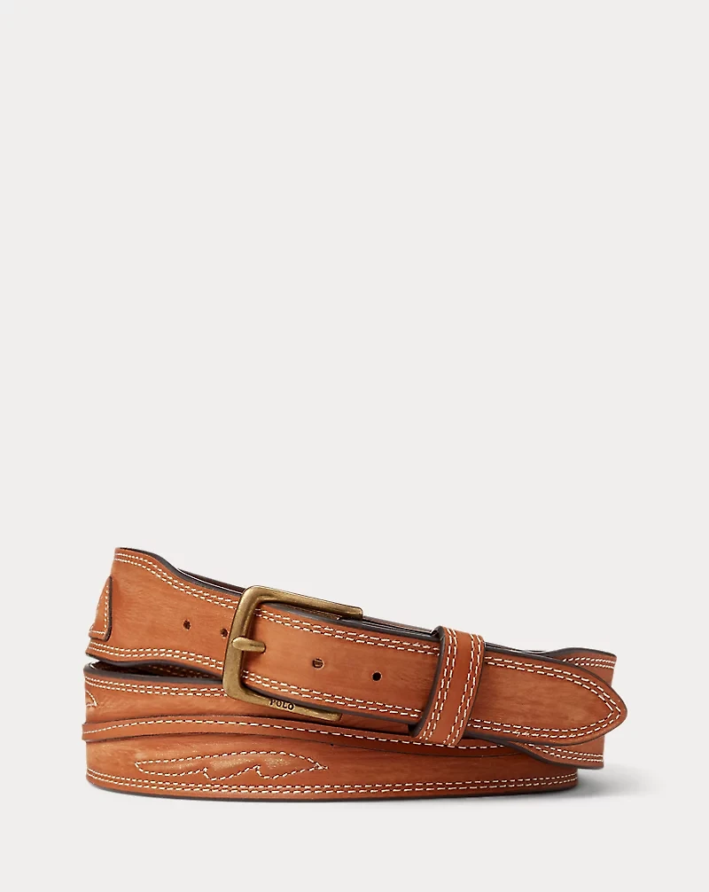 Topstitched Leather Belt