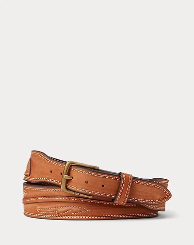 Topstitched Leather Belt