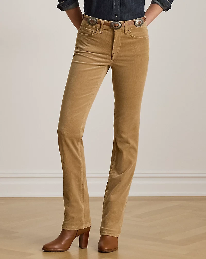 Stretch Corduroy Mid-Rise Straight Pant