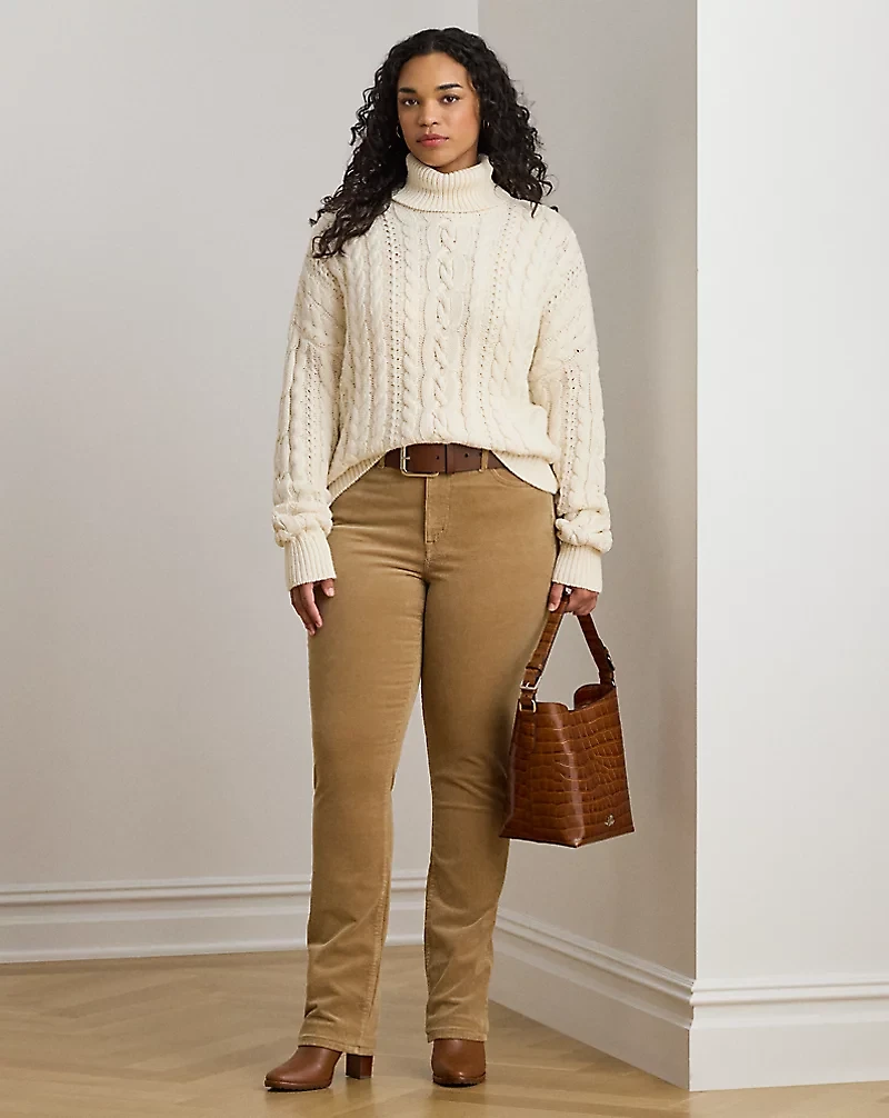 Stretch Corduroy Mid-Rise Straight Pant