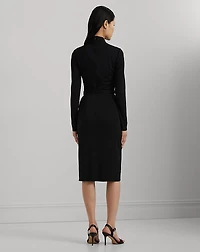 Belted Mockneck Jersey Dress