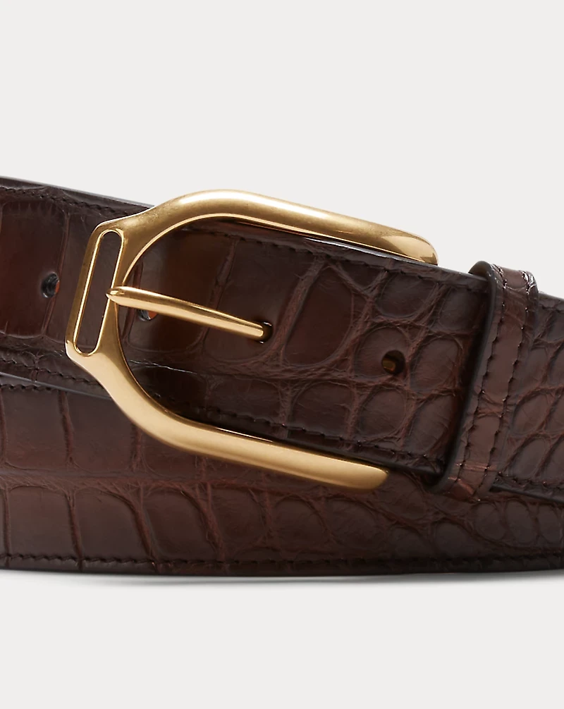 Welington Stirrup-Buckle Alligator Belt