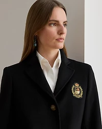 Crest-Patch Wool-Blend Coat