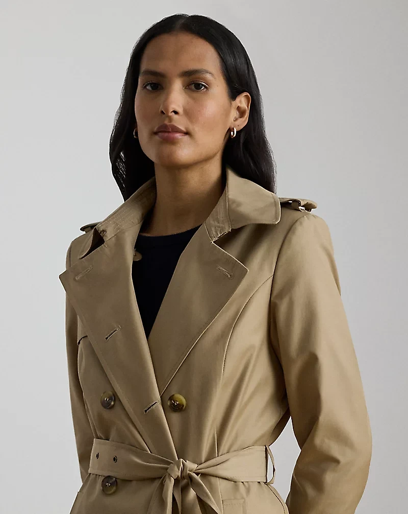 Double-Breasted Cotton-Blend Trench Coat