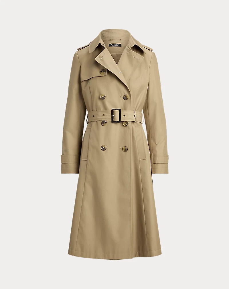 Double-Breasted Cotton-Blend Trench Coat