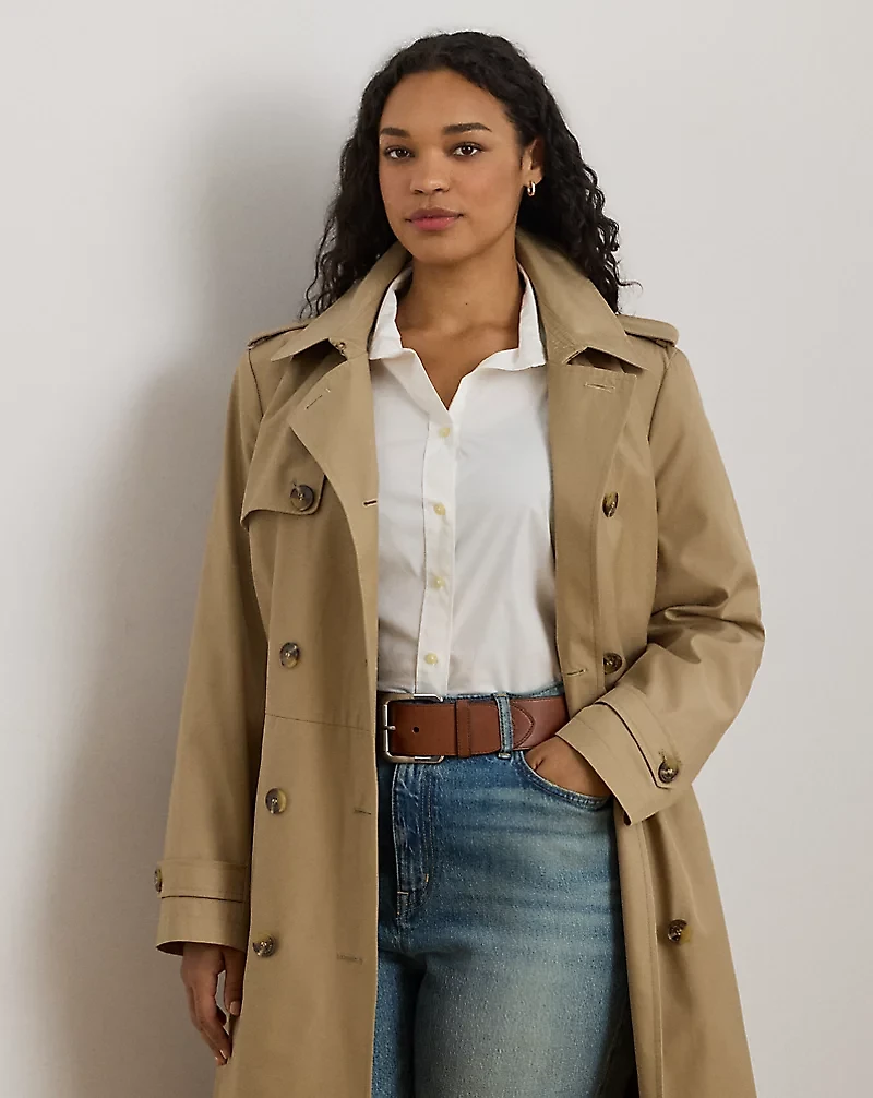 Double-Breasted Cotton-Blend Trench Coat