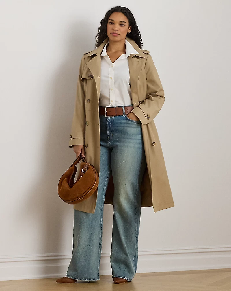 Double-Breasted Cotton-Blend Trench Coat