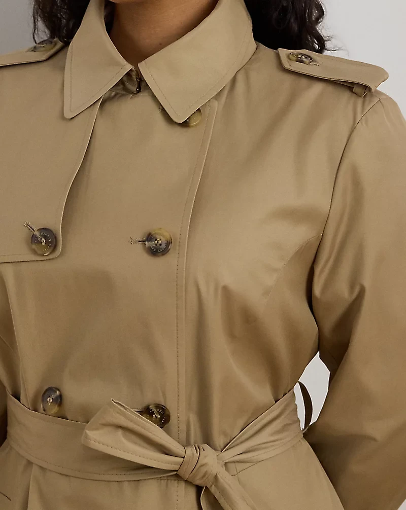 Double-Breasted Cotton-Blend Trench Coat