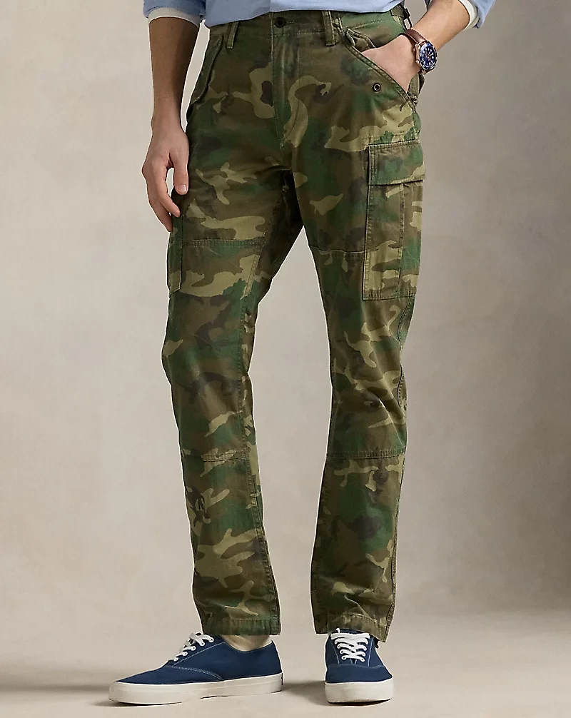Slim Fit Camo Canvas Cargo Pant