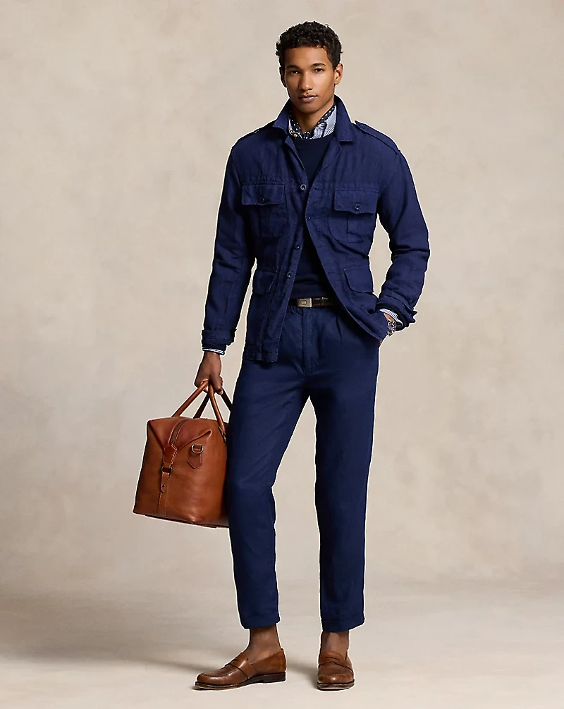 Lateef Slim Tapered Fit Linen Pant