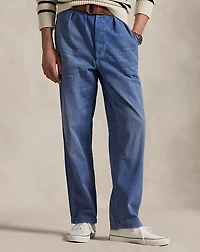 Straight Fit Distressed Twill Pant