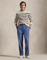 Straight Fit Distressed Twill Pant