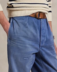 Straight Fit Distressed Twill Pant