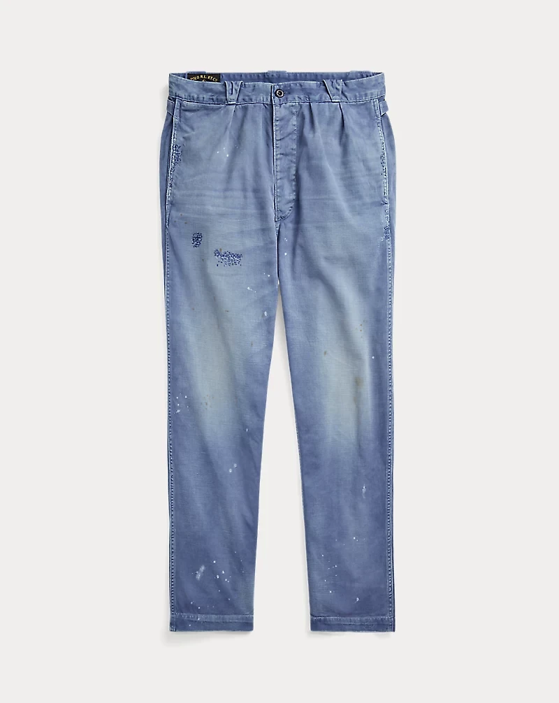 Straight Fit Distressed Twill Pant