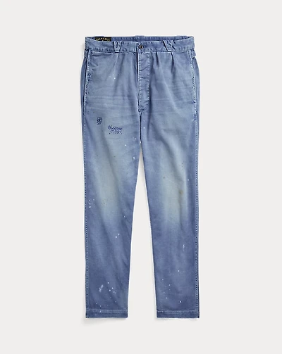 Straight Fit Distressed Twill Pant