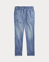 Straight Fit Distressed Twill Pant
