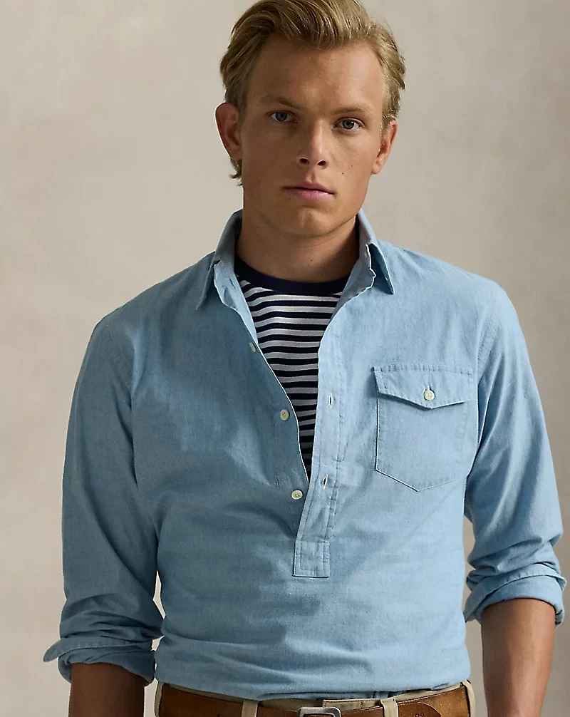 Classic Fit Chambray Popover Shirt