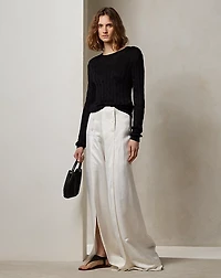 Cable-Knit Silk Crewneck Sweater