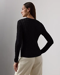 Cable-Knit Silk Crewneck Sweater