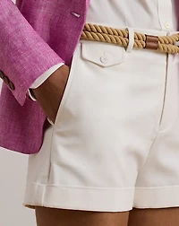 Pleated Double-Faced Cotton Short