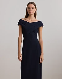 Crepe Off-the-Shoulder Gown