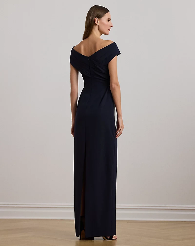 Crepe Off-the-Shoulder Gown