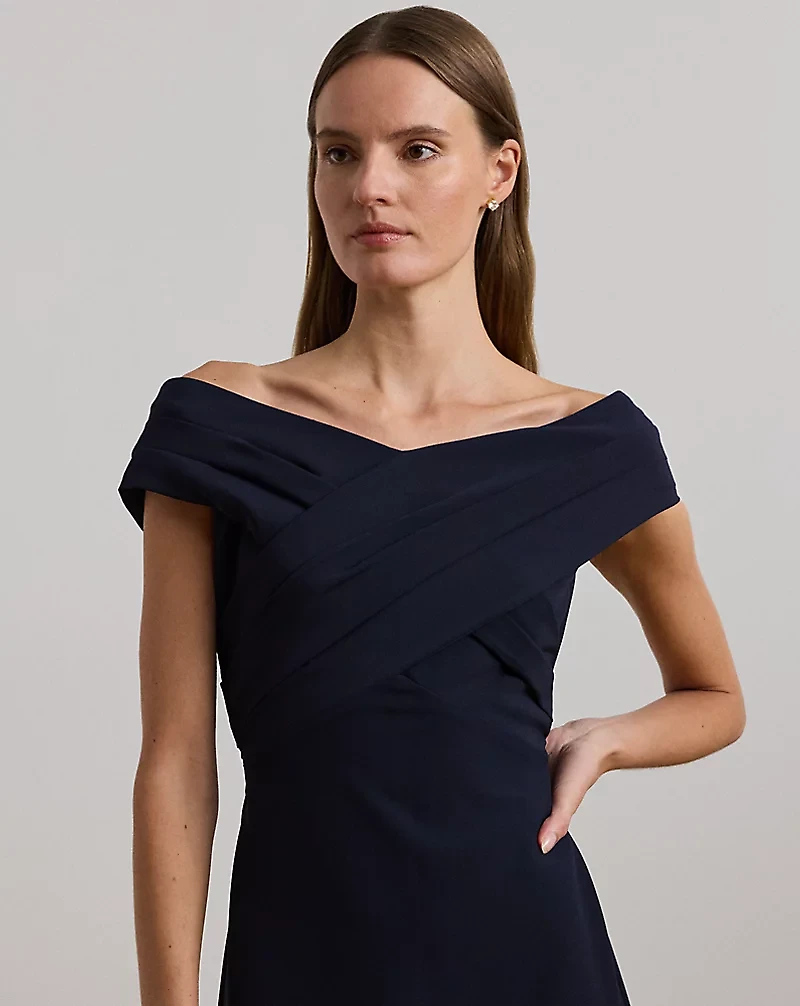 Crepe Off-the-Shoulder Gown