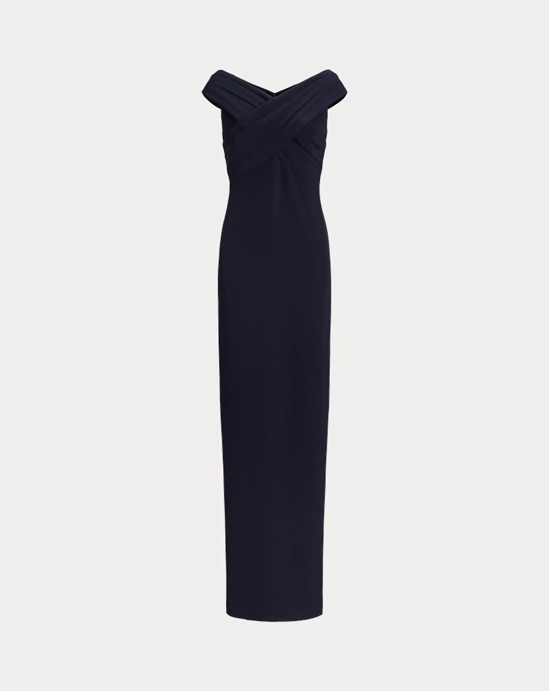 Crepe Off-the-Shoulder Gown