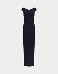 Crepe Off-the-Shoulder Gown