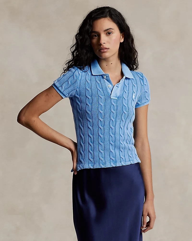 Cable-Knit Polo Shirt