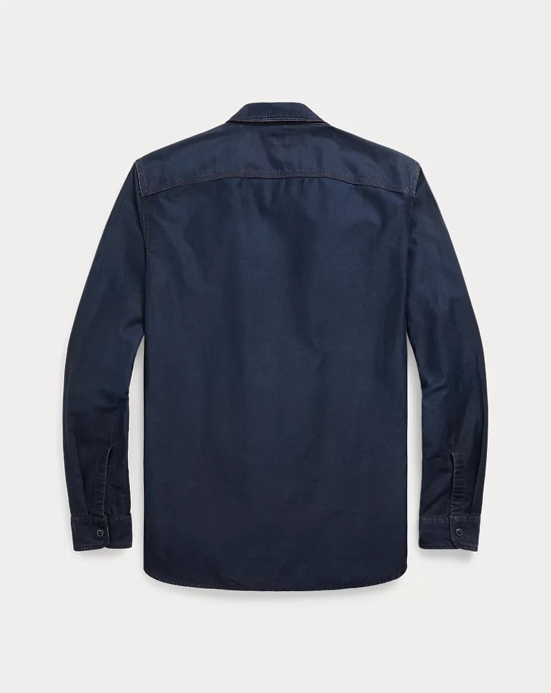Indigo Cotton-Linen Sateen Workshirt