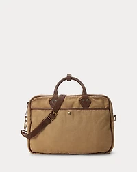 Leather-Trim Canvas Briefcase