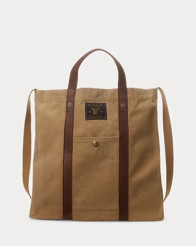 Leather-Trim Canvas Tote
