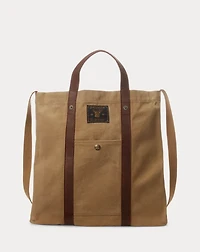 Leather-Trim Canvas Tote