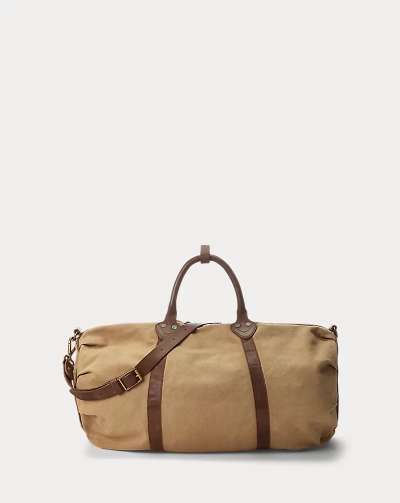 Leather-Trim Canvas Duffel