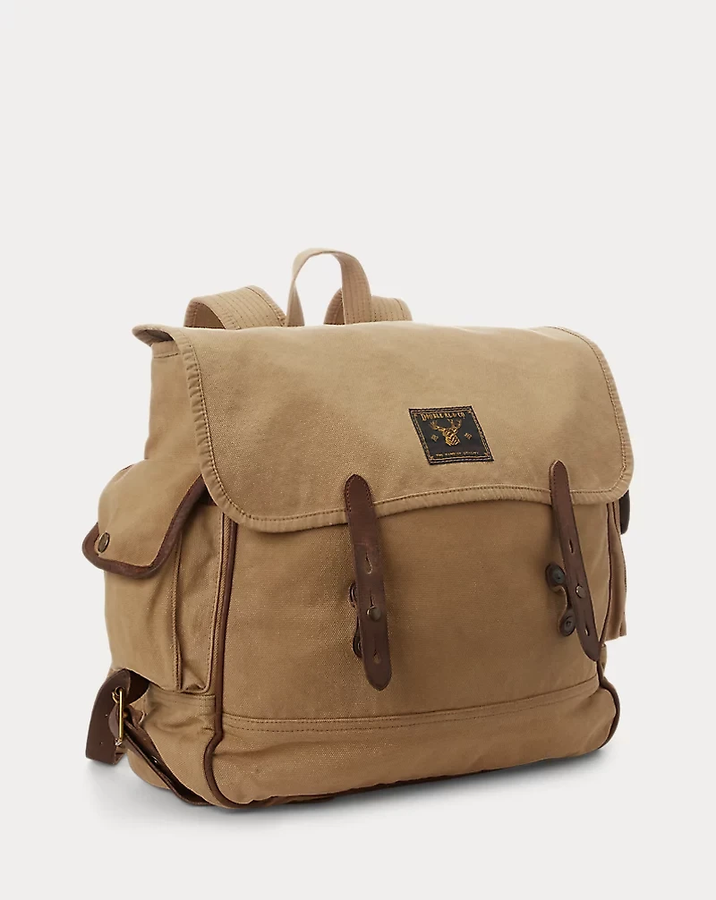 Leather-Trim Canvas Backpack