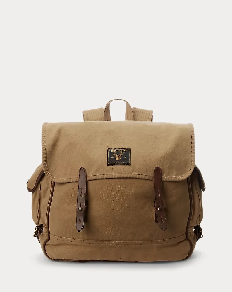 Leather-Trim Canvas Backpack