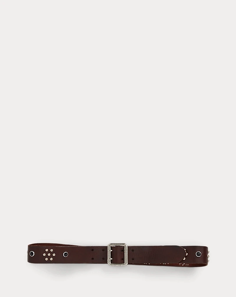 Studded-Logo Leather Belt
