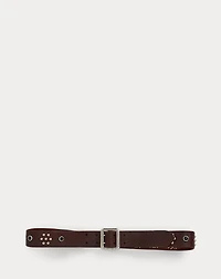 Studded-Logo Leather Belt