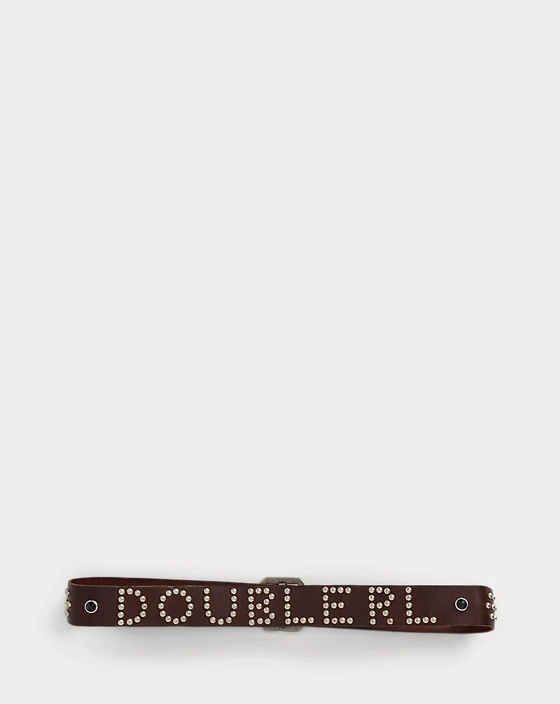 Studded-Logo Leather Belt