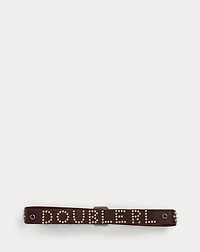 Studded-Logo Leather Belt